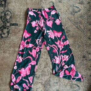 Flowy floral satin pants